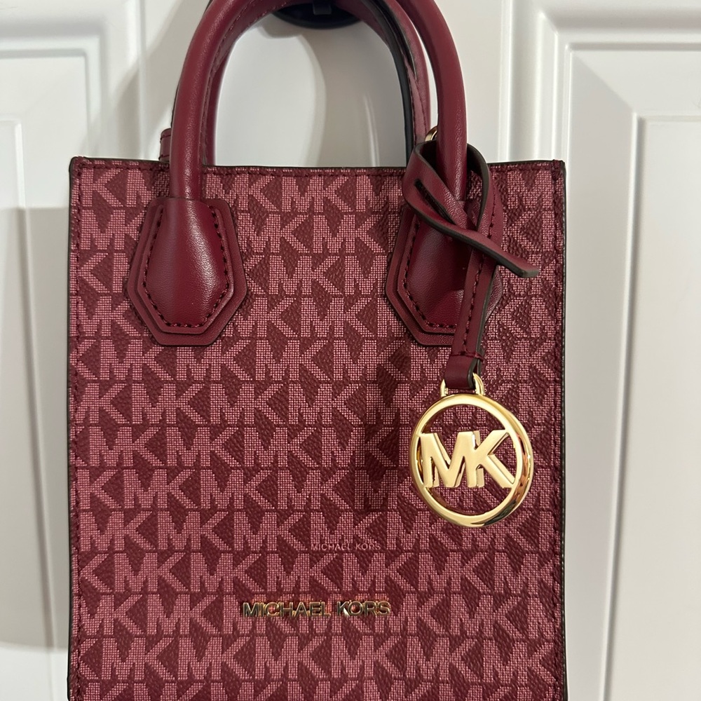 Michael Kors Burgundy Mini Bag with Gold Accents